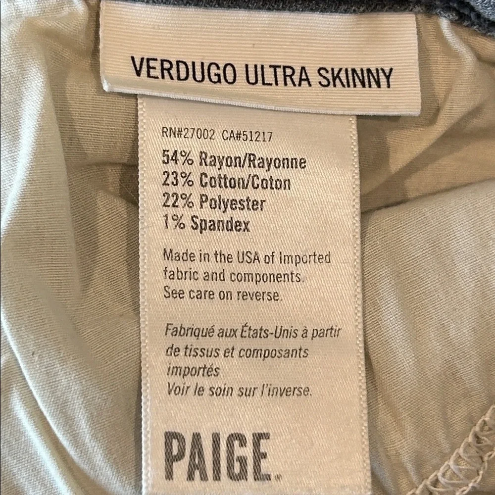 Paige Verdugo Ultra Skinny Silvie Jeans Gray wash size 30